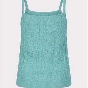 ESQUALO AQUA METALLIC CABLE KNIT TOP LOTS OF SHINE AND STRETCH SIZE S